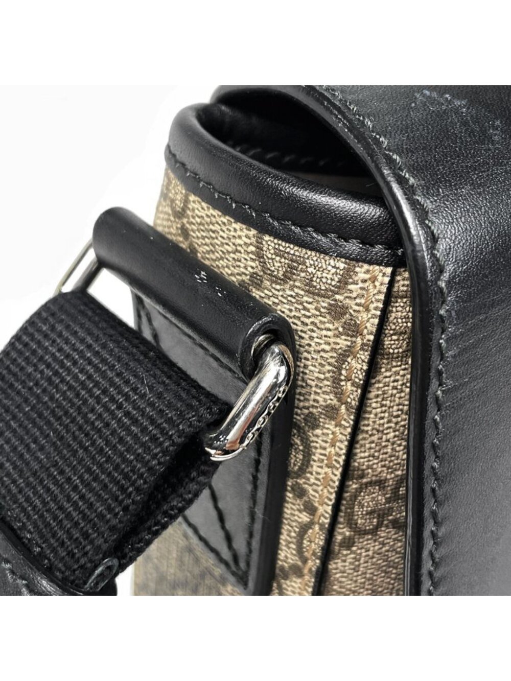Gucci GG Pattern Shoulder Bag Beige Black - Picture 6 of 8